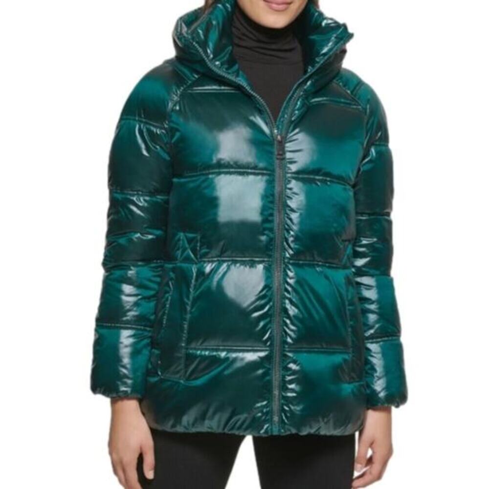 KENNETH COLE New York Box Quilted Puffer Jacket Coat Removable Hood size XL NEW